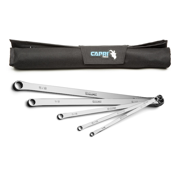 0-Degree Offset Extra-Long Box End Wrench Set, SAE, 5 pcs (1/4-3/4 in)